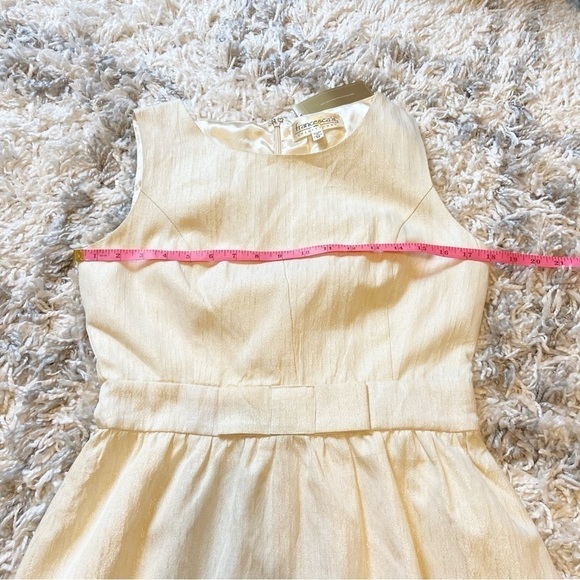 NWTs Francesca’s | Ivory/Gold Sparkle Fit and Flare Mini Dress with bow Medium - Picture 9 of 10
